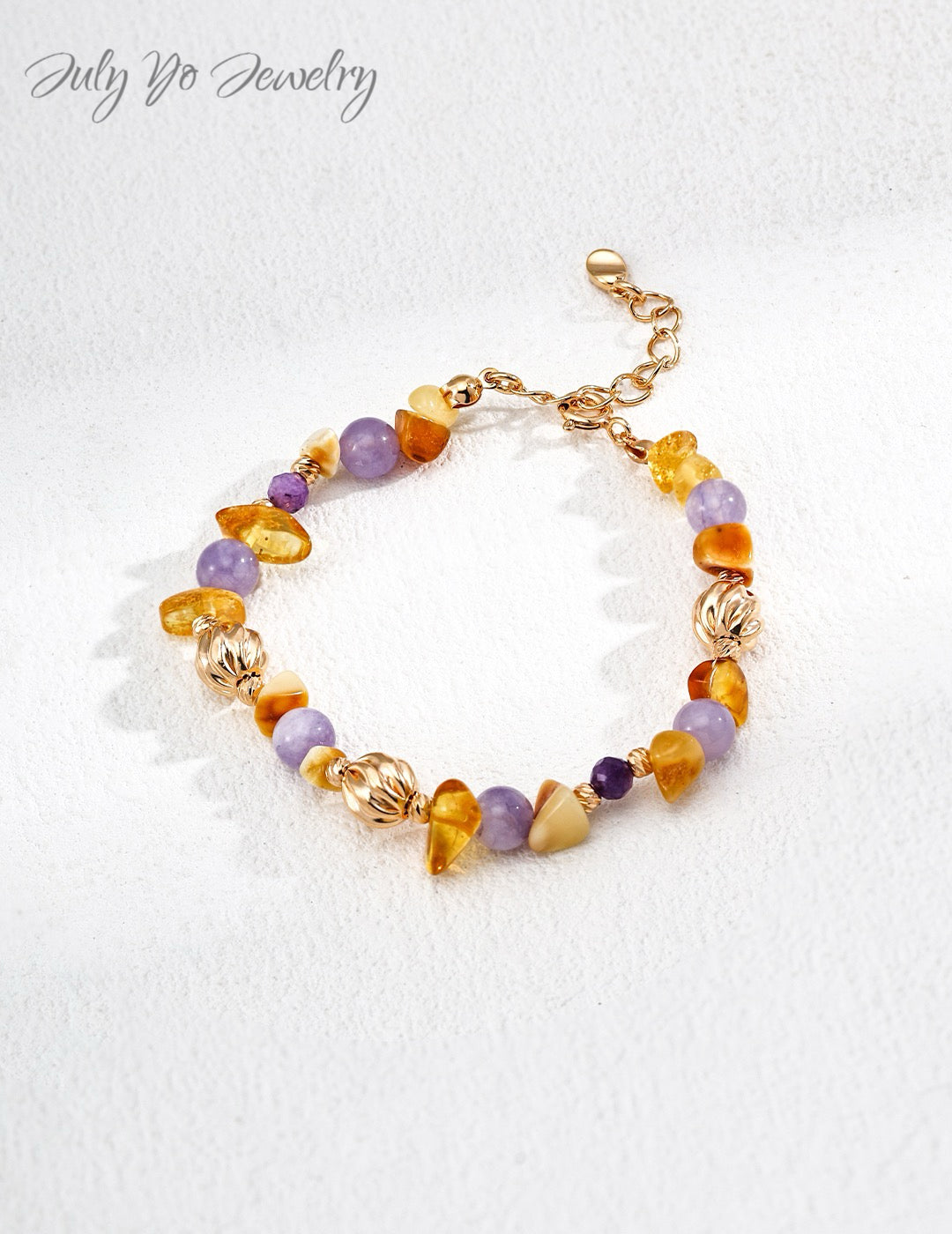 【 Lingyun Tiancheng 】S925 Pure Silver Natural Amber Amethyst Bracelet - Energy Gem - Hand-Set - Protect It