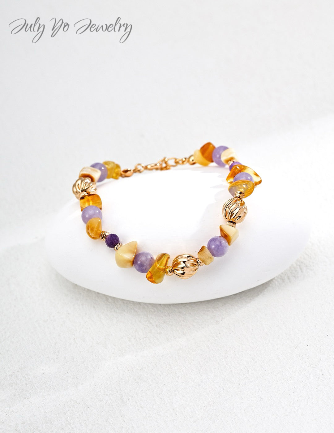 【 Lingyun Tiancheng 】S925 Pure Silver Natural Amber Amethyst Bracelet - Energy Gem - Hand-Set - Protect It