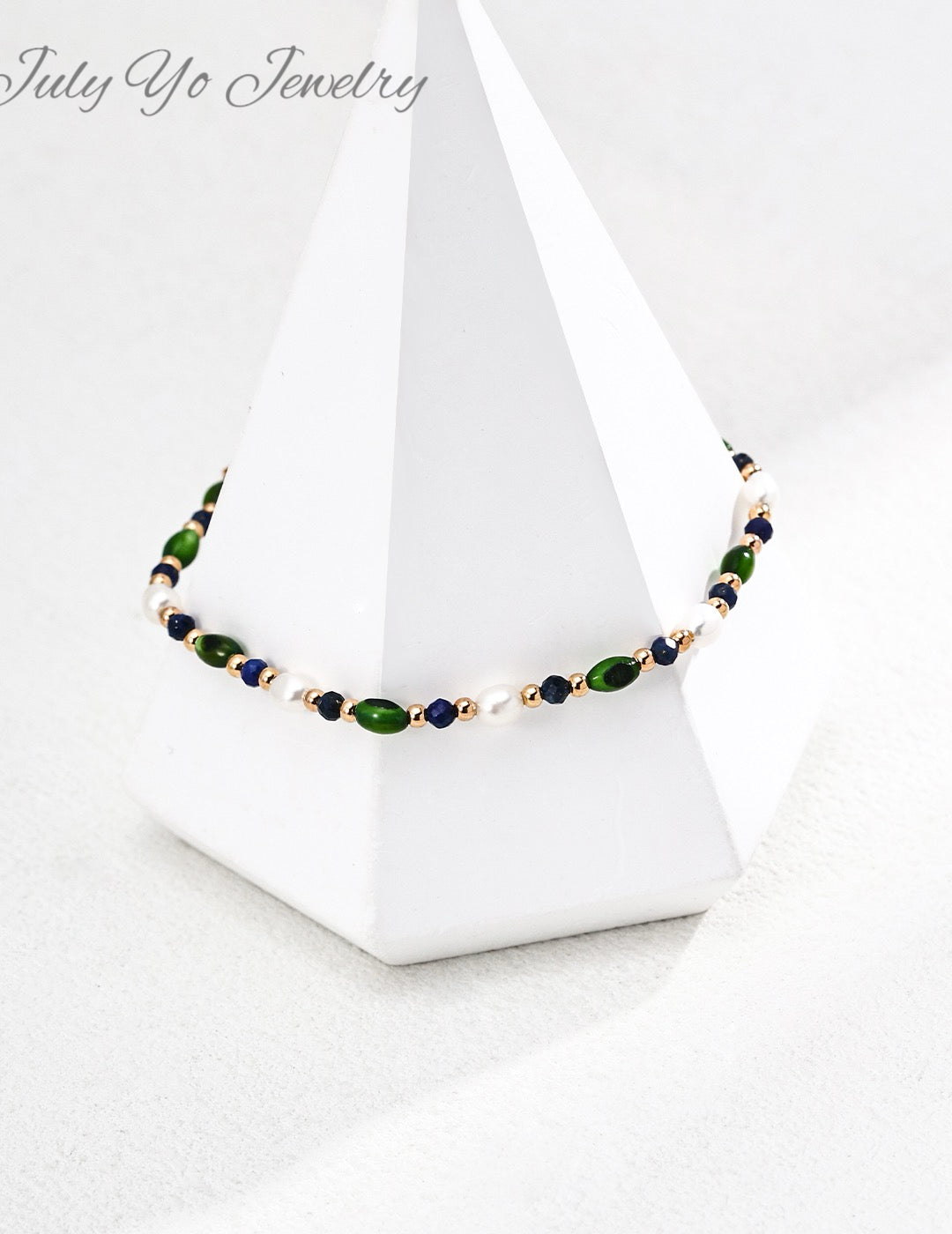 Natural rice-grain pearl × Lapis lazuli S925 silver necklace: A combination of shell and olive beads design - a niche and high-end gift