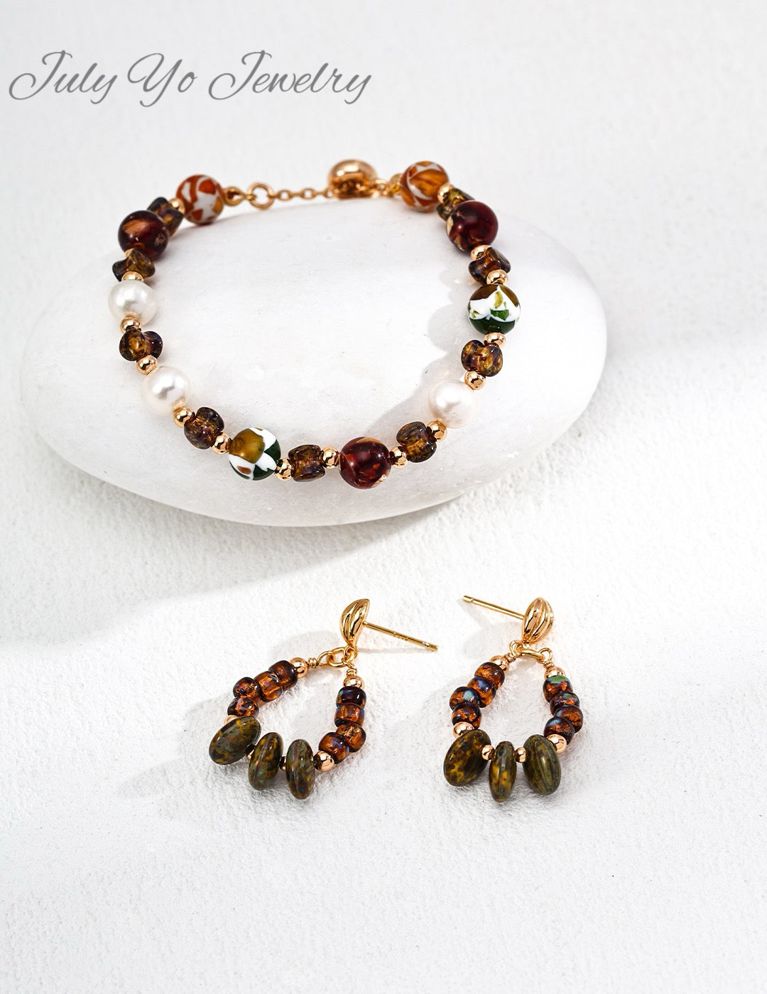 【 Iridescent Radiance 】S925 Silver Retro Glass Bead Earrings; Handcrafted Bohemian Style; A high-end artistic touch at the ear