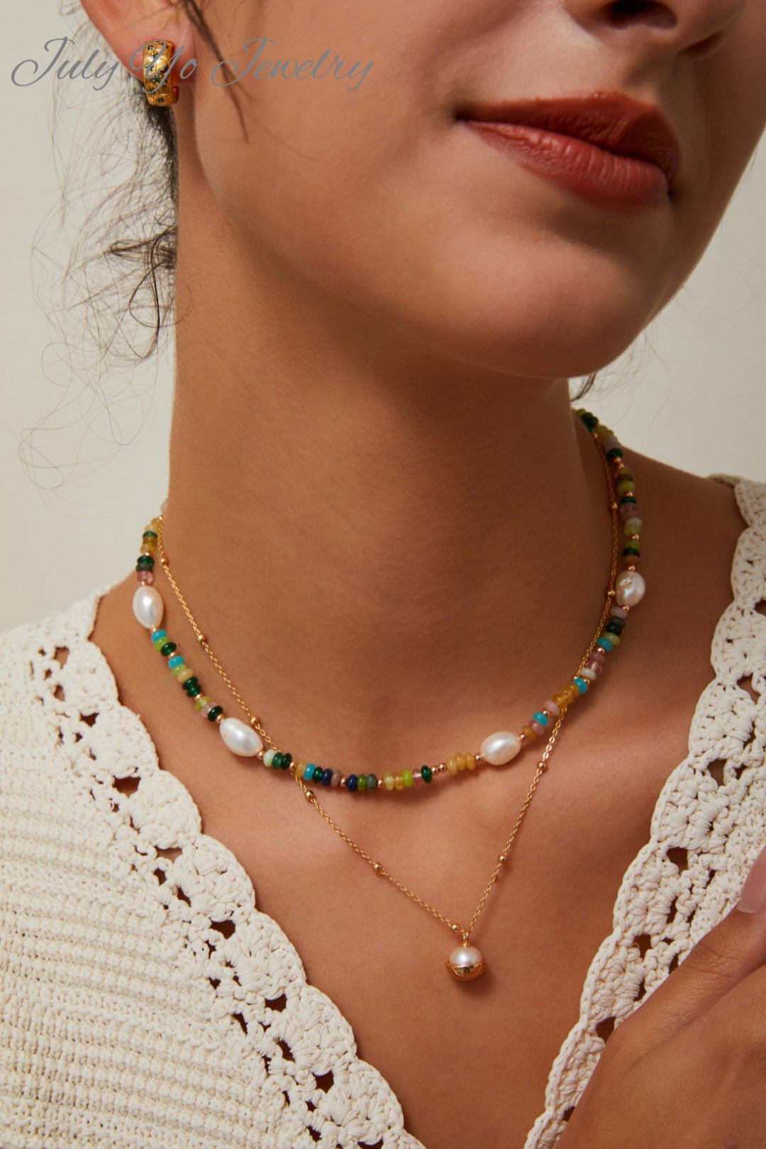 【 Light Luxury Iridescent 】S925 Silver and Gold Rainbow Pearl Necklace! Retro Baroque Luster! A niche and high-end gift