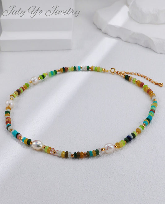 【 Light Luxury Iridescent 】S925 Silver and Gold Rainbow Pearl Necklace! Retro Baroque Luster! A niche and high-end gift