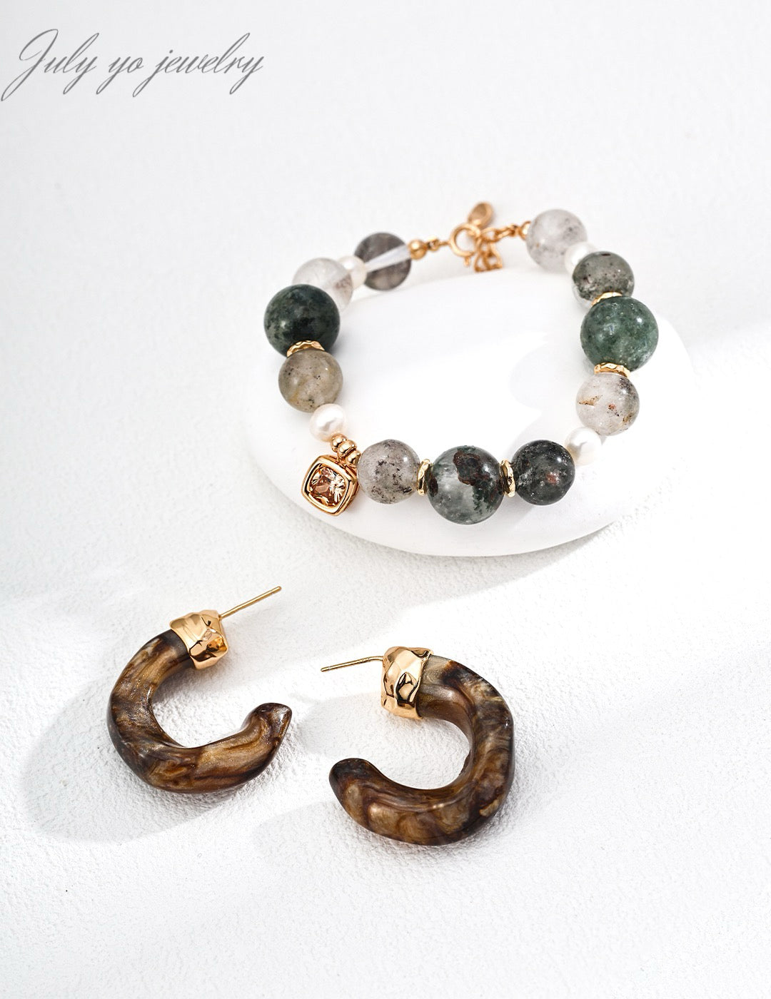 S925 silver natural Pearl Ghost Crystal bracelet: The charm of the earth, the beauty of spirituality