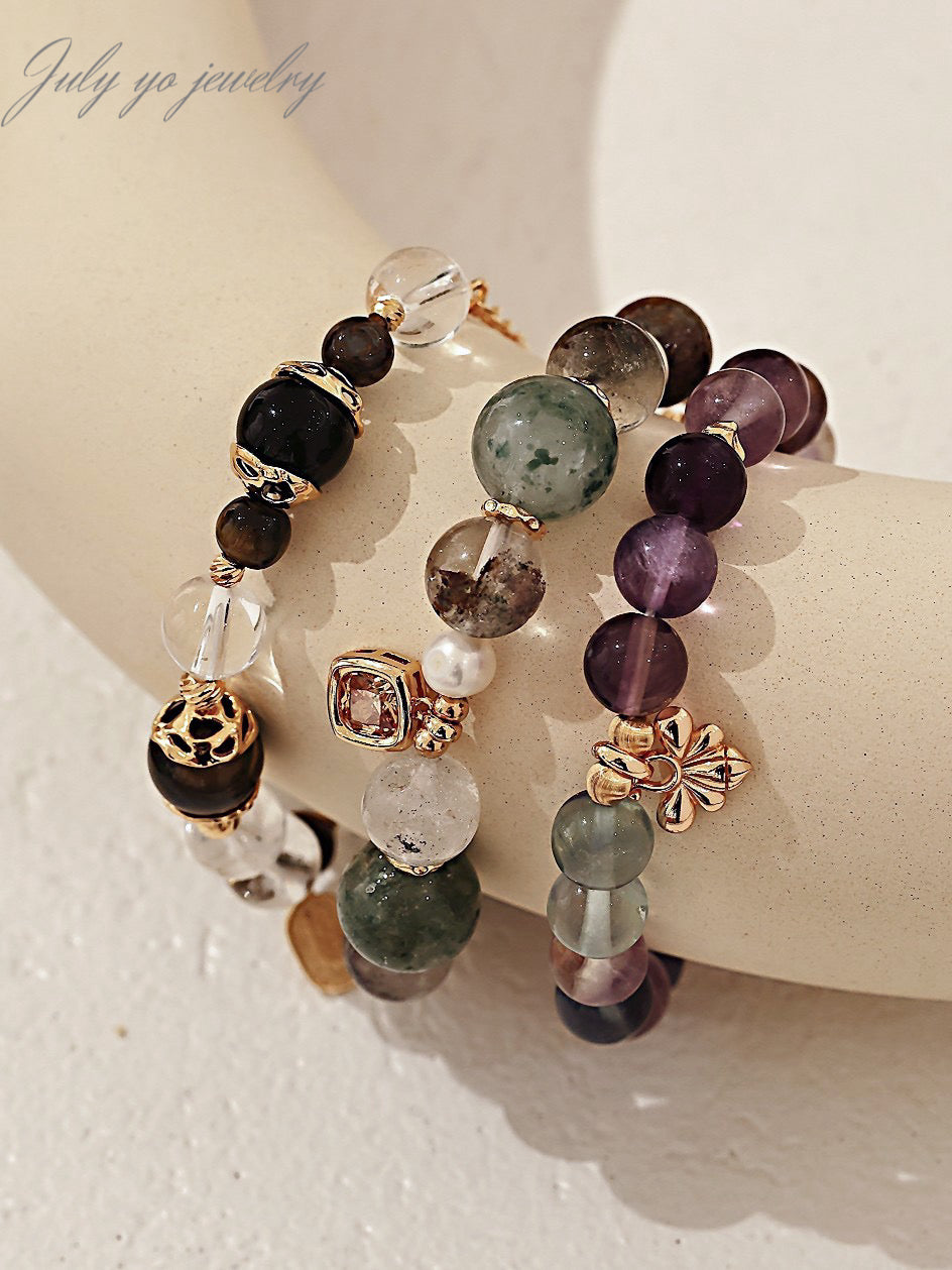 S925 silver natural Pearl Ghost Crystal bracelet: The charm of the earth, the beauty of spirituality