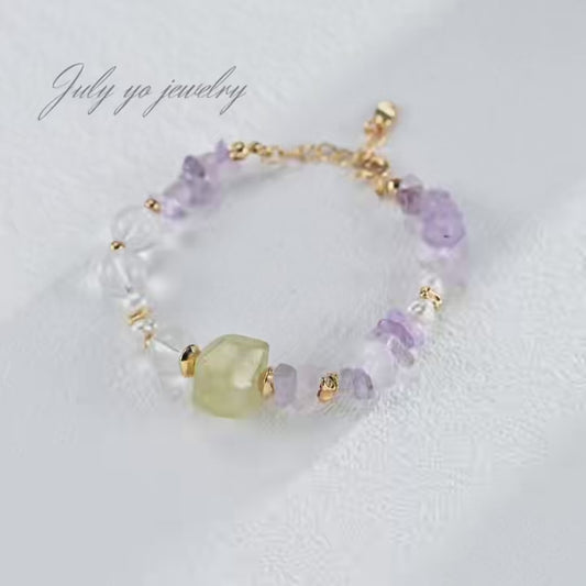 ✨ S925 silver simple and colorful crystal bracelet - natural energy gemstone, fashionable and versatile layering style ✨