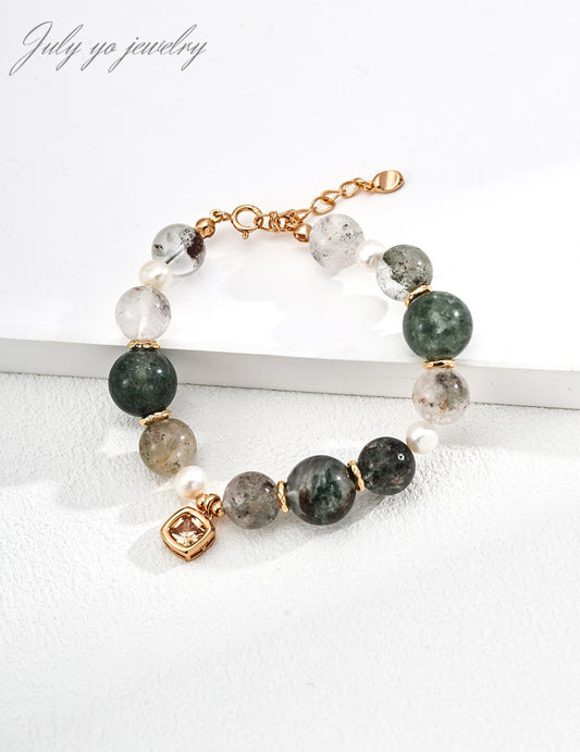 S925 silver natural Pearl Ghost Crystal bracelet: The charm of the earth, the beauty of spirituality
