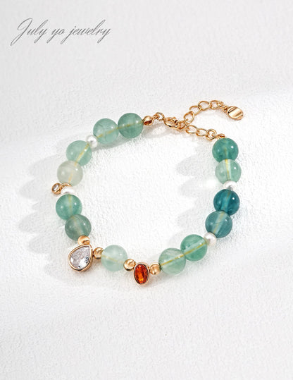 S925 Silver Natural Pearl Fluorite Zircon Bracelet: Light Luxury and elegance, Dynamic and dazzling