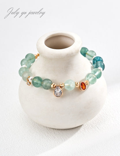 S925 Silver Natural Pearl Fluorite Zircon Bracelet: Light Luxury and elegance, Dynamic and dazzling