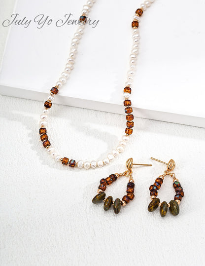 【 Iridescent Radiance 】S925 Silver Retro Glass Bead Earrings; Handcrafted Bohemian Style; A high-end artistic touch at the ear