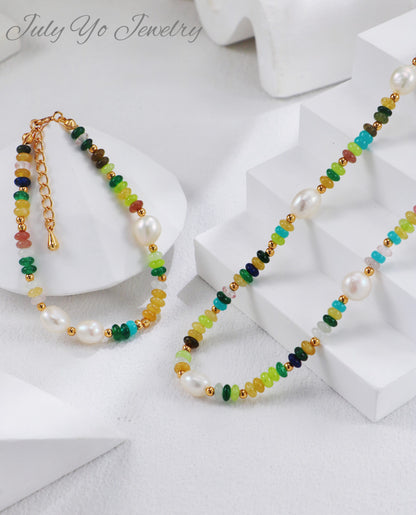 【 Light Luxury Iridescent 】S925 Silver and Gold Rainbow Pearl Necklace! Retro Baroque Luster! A niche and high-end gift