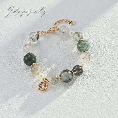 S925 silver natural Pearl Ghost Crystal bracelet: The charm of the earth, the beauty of spirituality